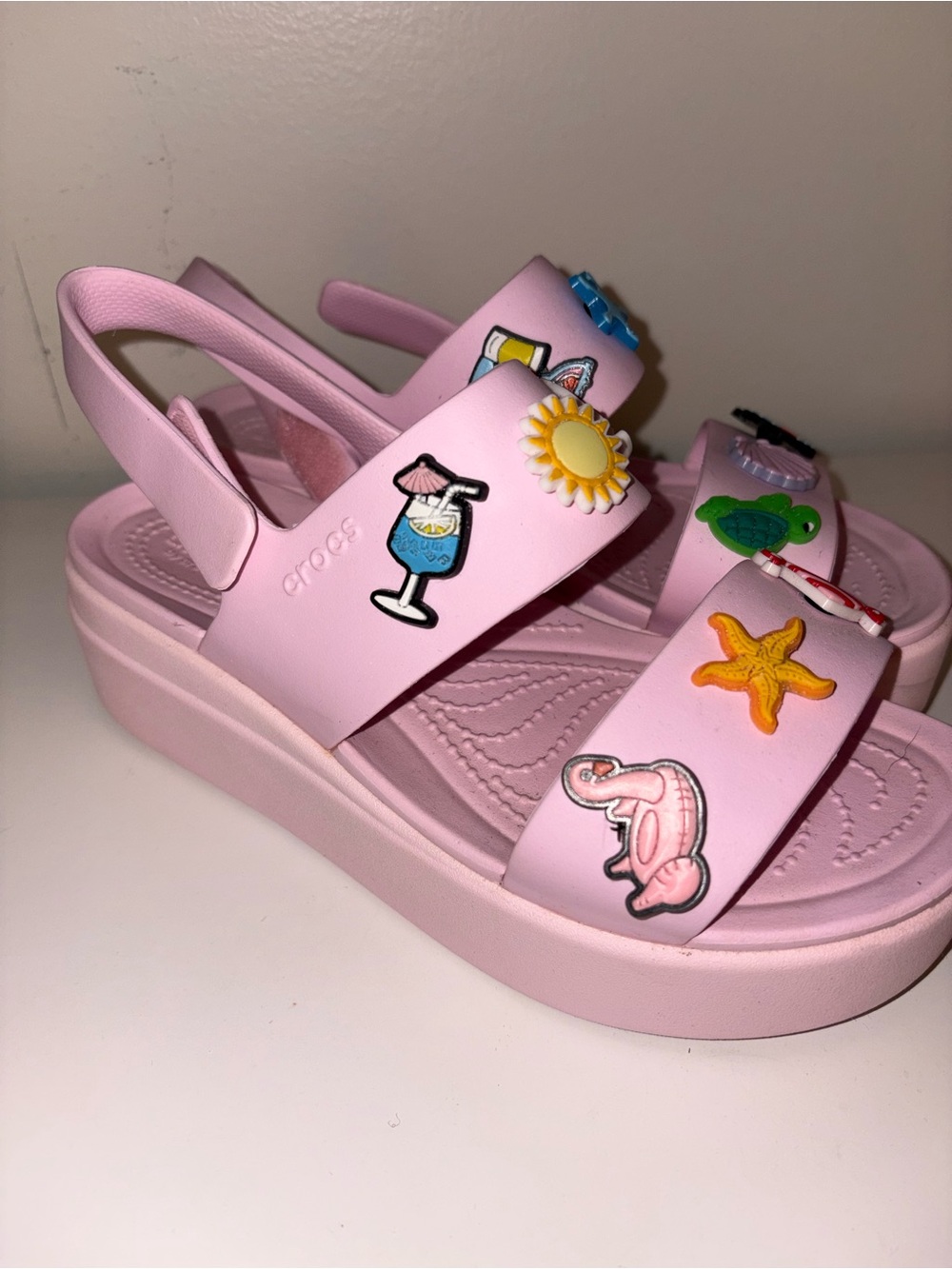 Pink Croc Sandals - Platform Croc Sandals with Heel Strap